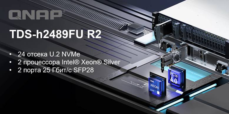 Представляем TDS-h2489FU R2 — флагманский NAS-накопитель All-Flash с 24 отсеками U.2 NVMe и поддержкой 100 Гбит/c